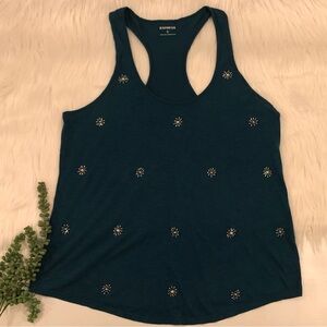 Express Teal Embellished Women's Tank Top | Size Large